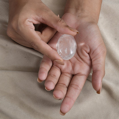 Clear Quartz Palm Stone – Grounding Energy On The Go