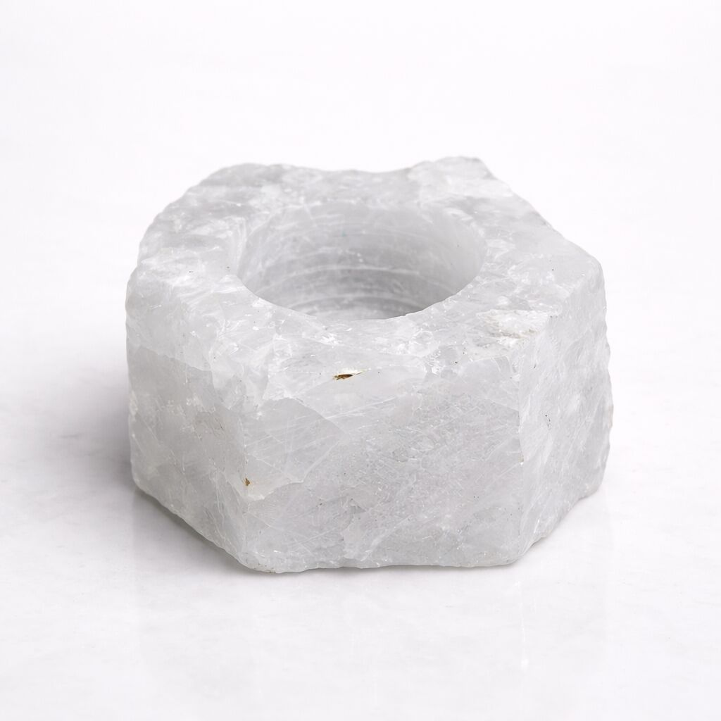 Healing Crystal Tea Light Candle Holder — Natural Stone Light for Ambience & Calm