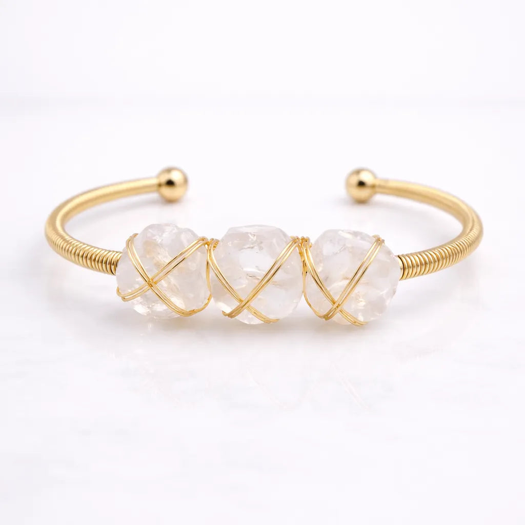 Natural Crystal Raw Stone Bracelet — Healing Energy in Every Bead