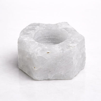 Healing Crystal Tea Light Candle Holder — Natural Stone Light for Ambience & Calm