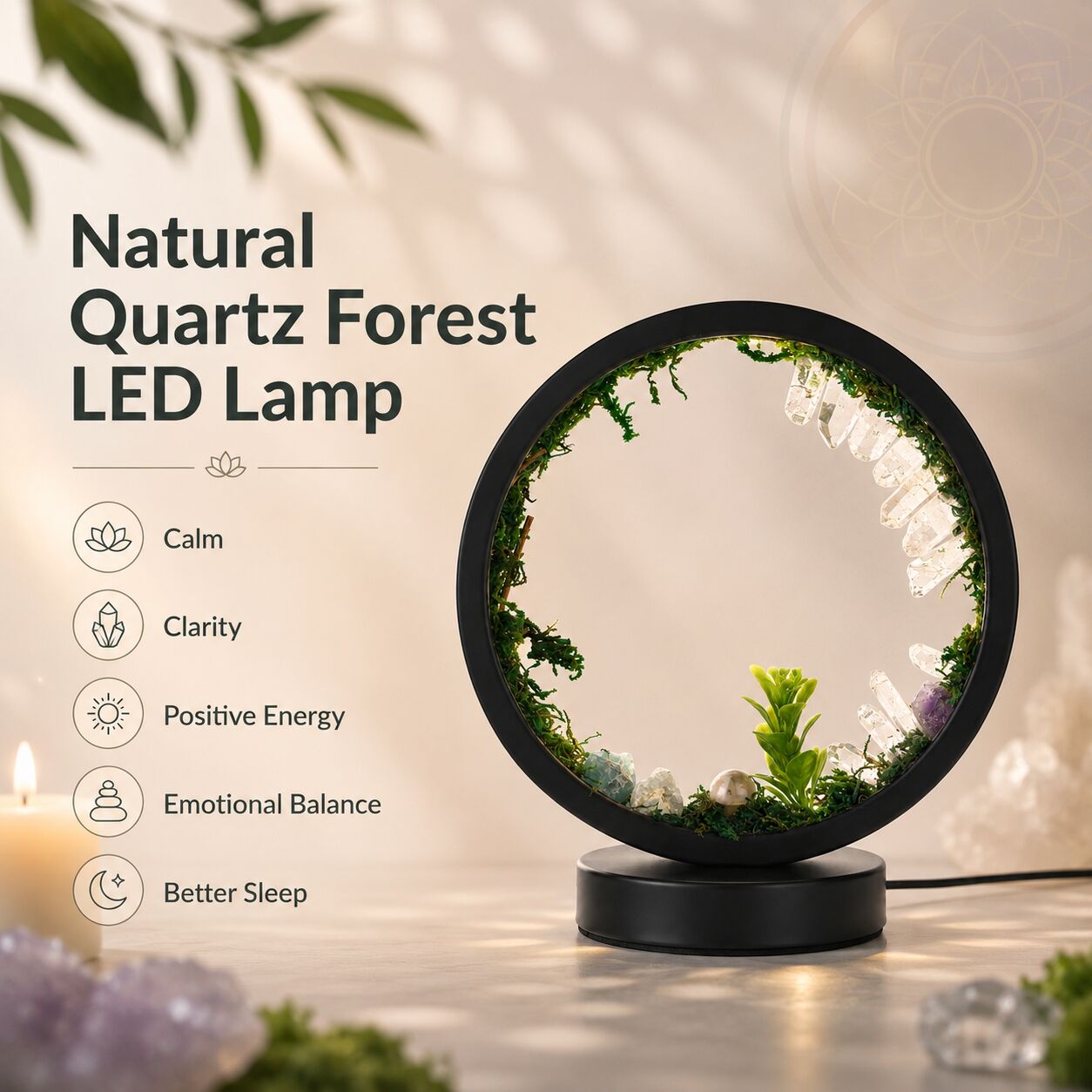 Natürliche Quarzwald-LED-Lampe