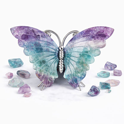Crystal Butterfly Carvings with Healing Stones