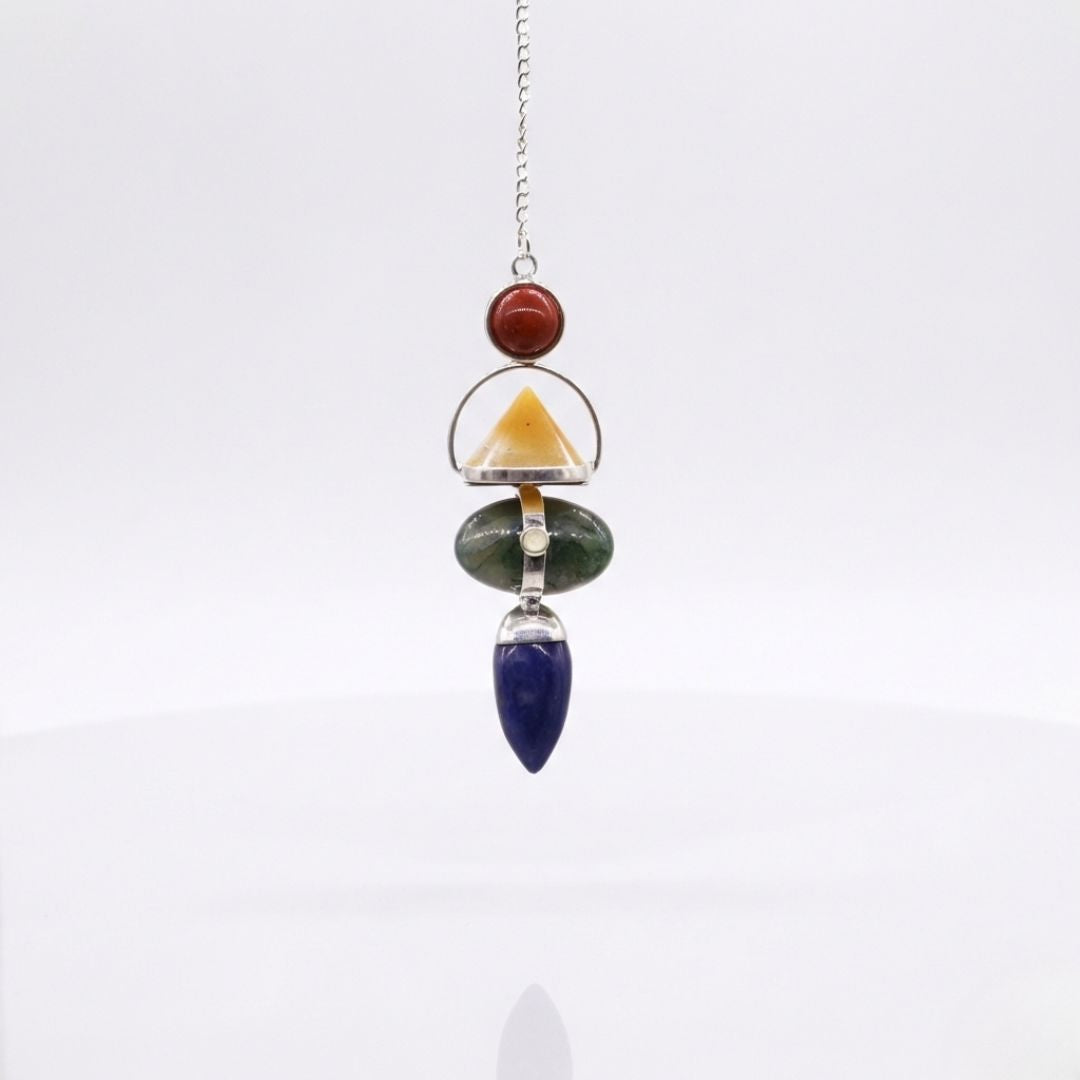 Four Elements Gemstone Pendulum – Balance Through Natural Forces