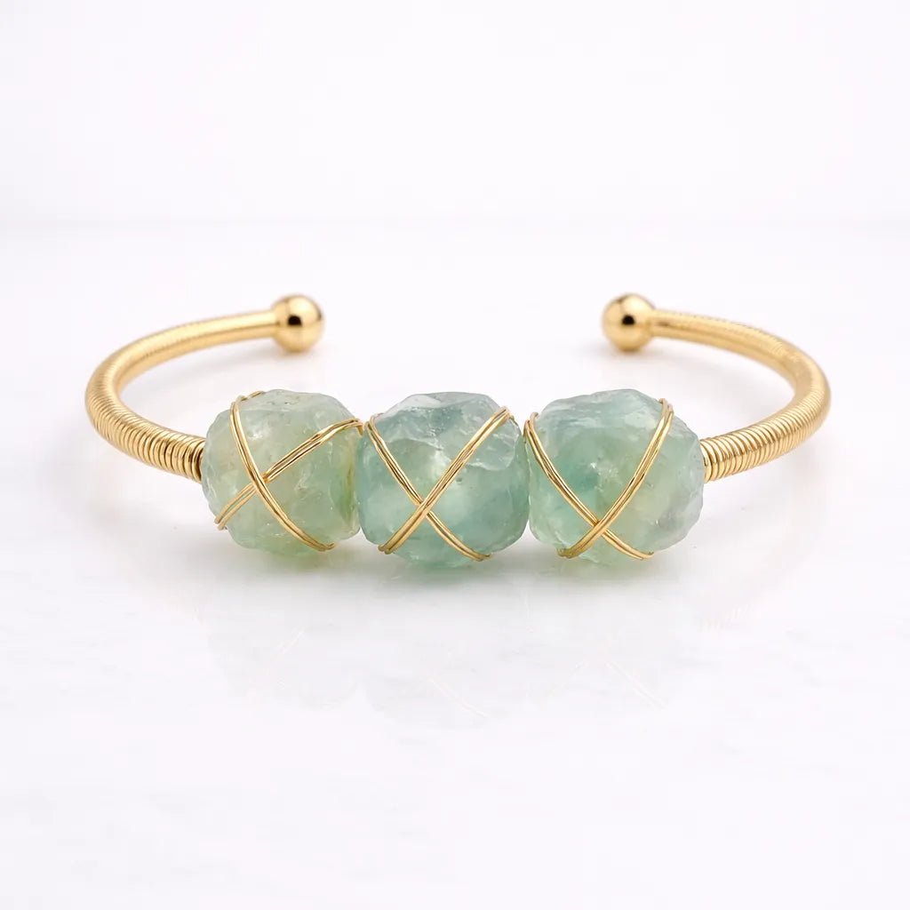 Natural Crystal Raw Stone Bracelet — Healing Energy in Every Bead