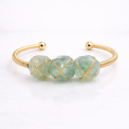 Natural Crystal Raw Stone Bracelet — Healing Energy in Every Bead