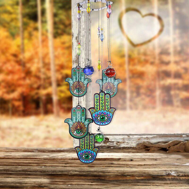 Hamsa Glass Wind Chimes