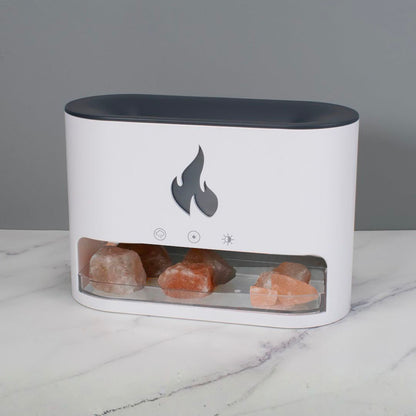 Himalayan Salt Fireplace Humidifier Lamp + FREE 12 Piece Set of Aroma Oils