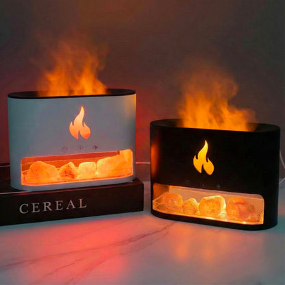 Himalayan Salt Fireplace Humidifier Lamp + FREE 12 Piece Set of Aroma Oils