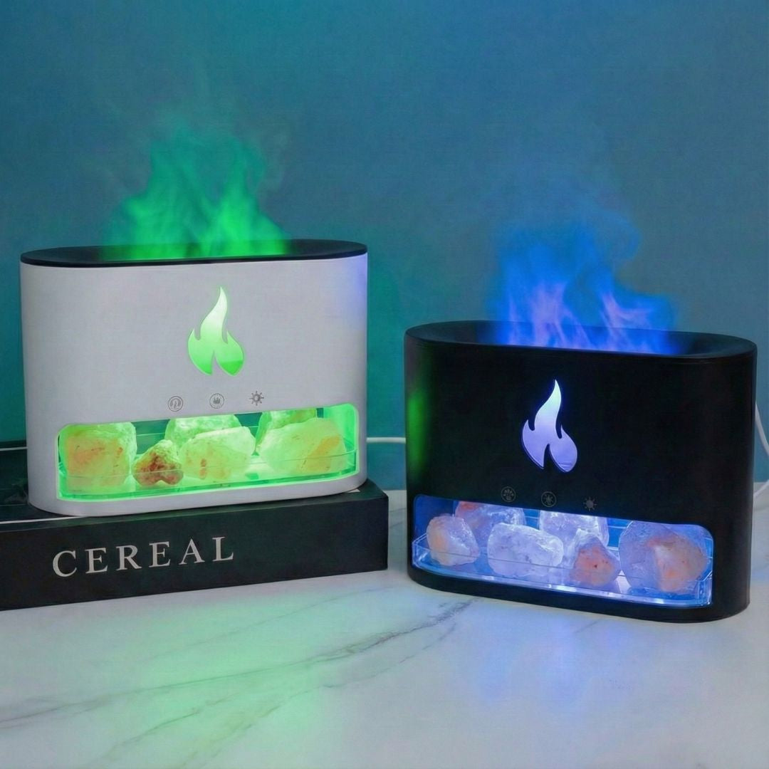 Himalayan Salt Fireplace Humidifier Lamp