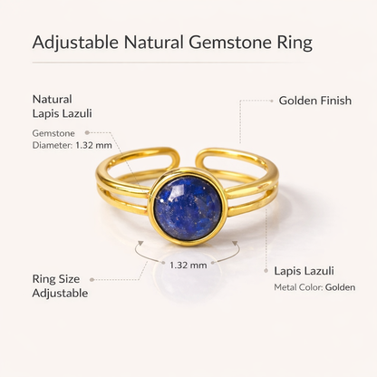 Adjustable Natural Gemstone Ring — Elegant Crystal Energy Jewelry