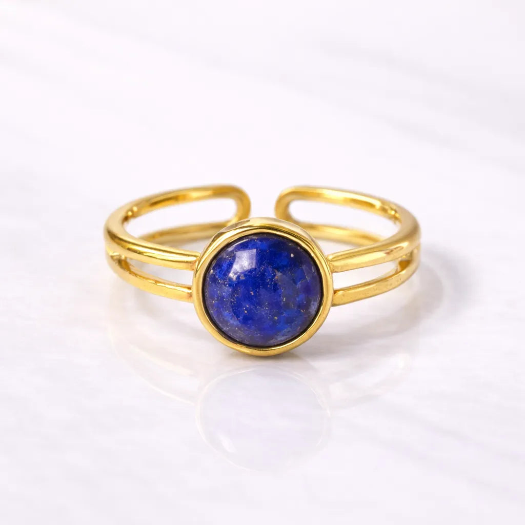 Adjustable Natural Gemstone Ring — Elegant Crystal Energy Jewelry