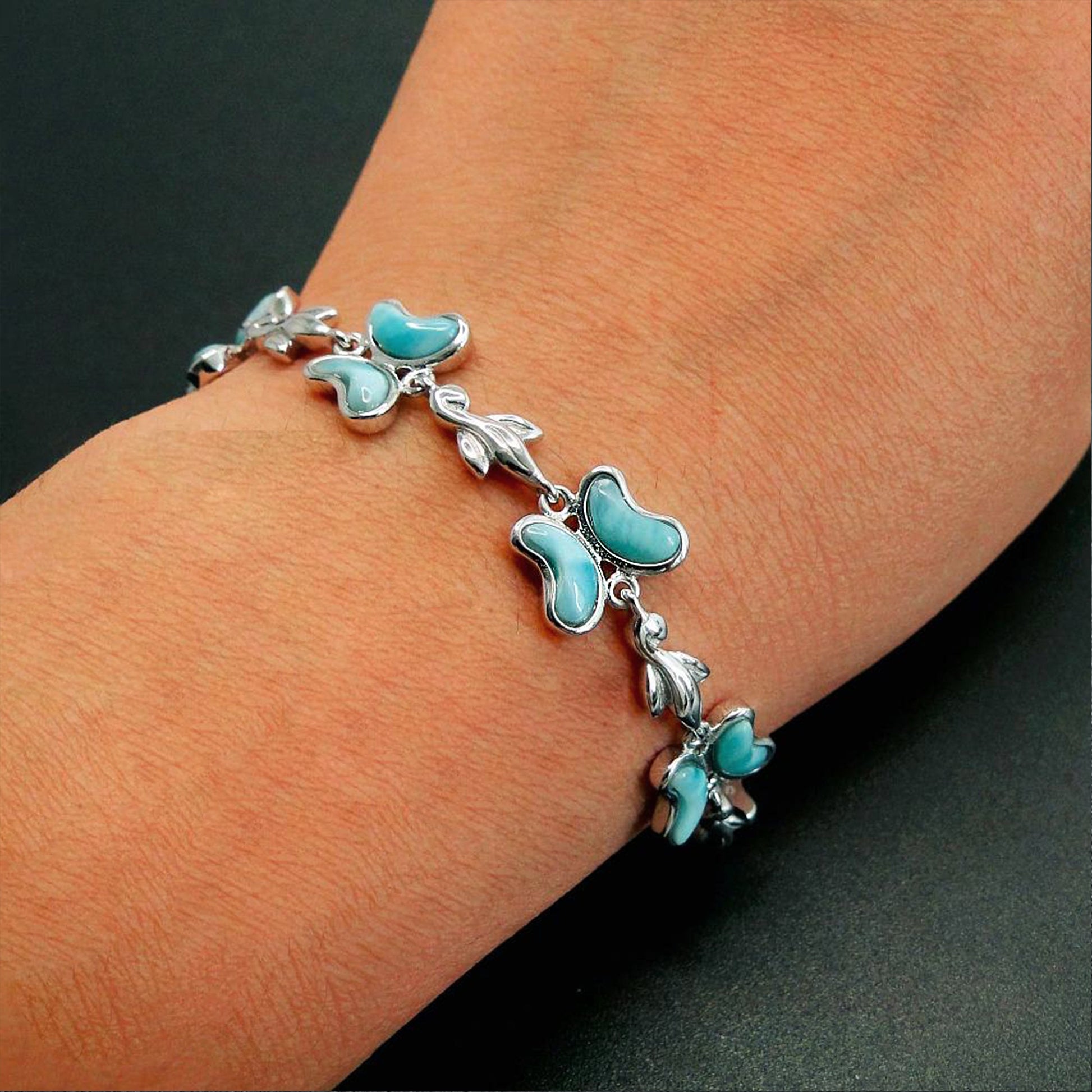 Larimar Butterfly Bracelet