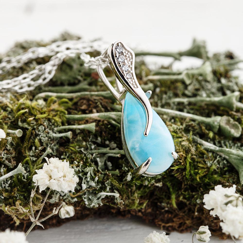 Larimar Water Drop Pendant