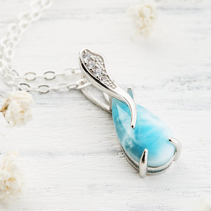 Larimar Water Drop Pendant