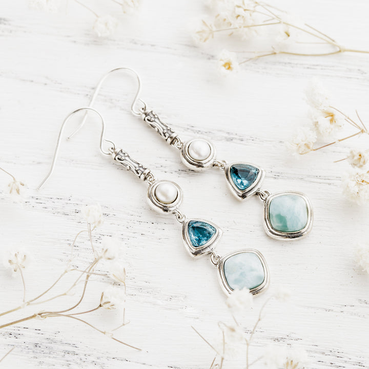 Silver Larimar Earrings