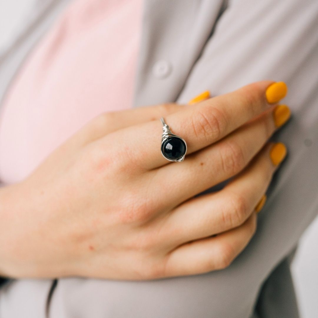 Natural Black Tourmaline Ring