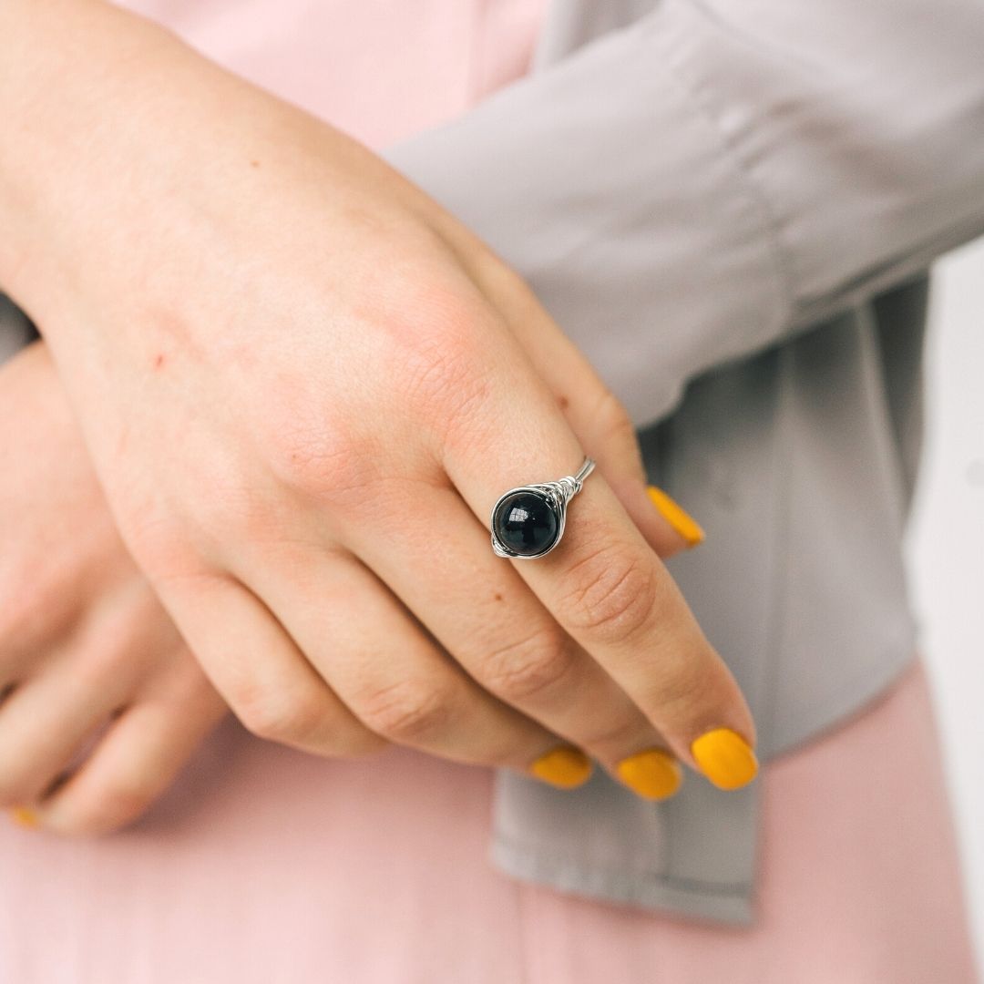 Natural Black Tourmaline Ring