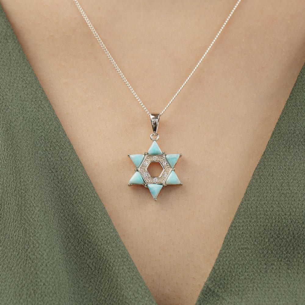 Star-Shaped Larimar Stone Necklace