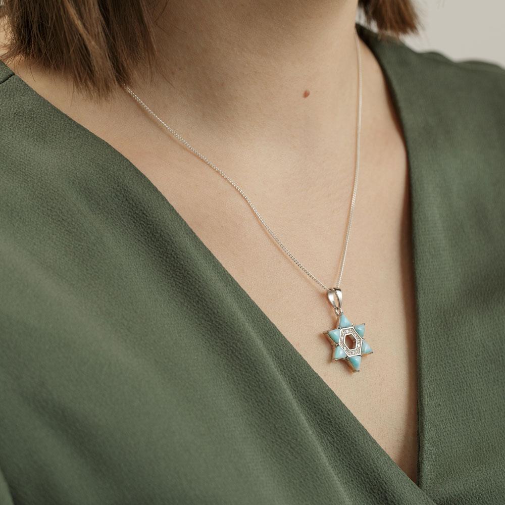 Star-Shaped Larimar Stone Necklace