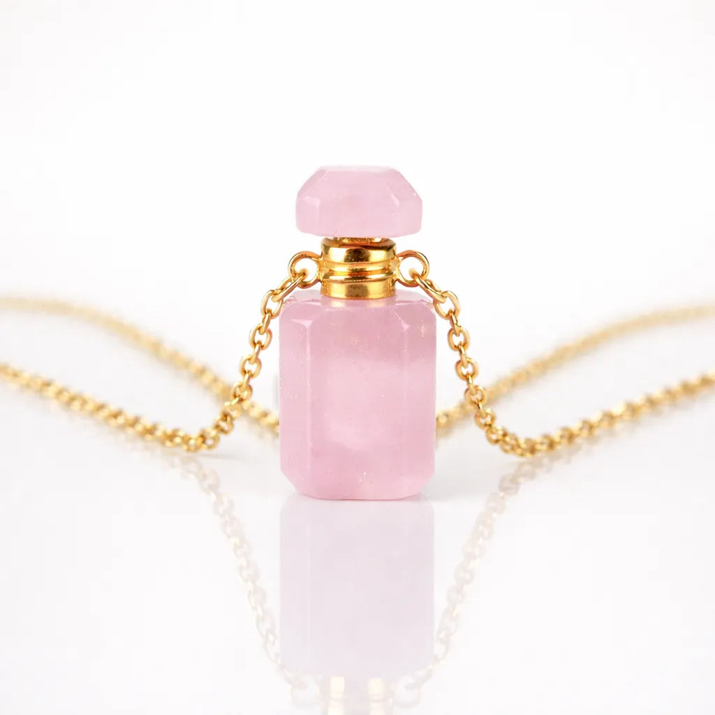 Engraved Gemstone Perfume Bottle Pendant — Embrace the Scent of Spiritual Energy