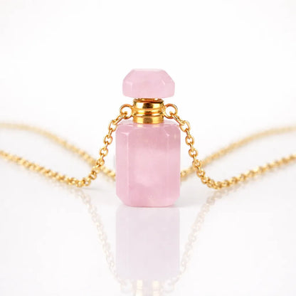 Engraved Gemstone Perfume Bottle Pendant — Embrace the Scent of Spiritual Energy