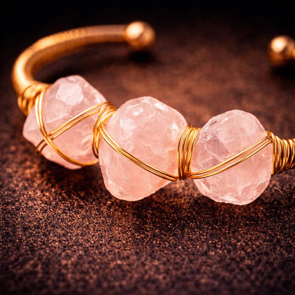 Natural Crystal Raw Stone Bracelet — Healing Energy in Every Bead