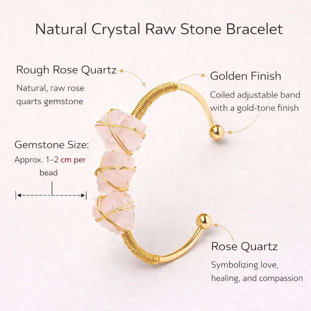 Natural Crystal Raw Stone Bracelet — Healing Energy in Every Bead