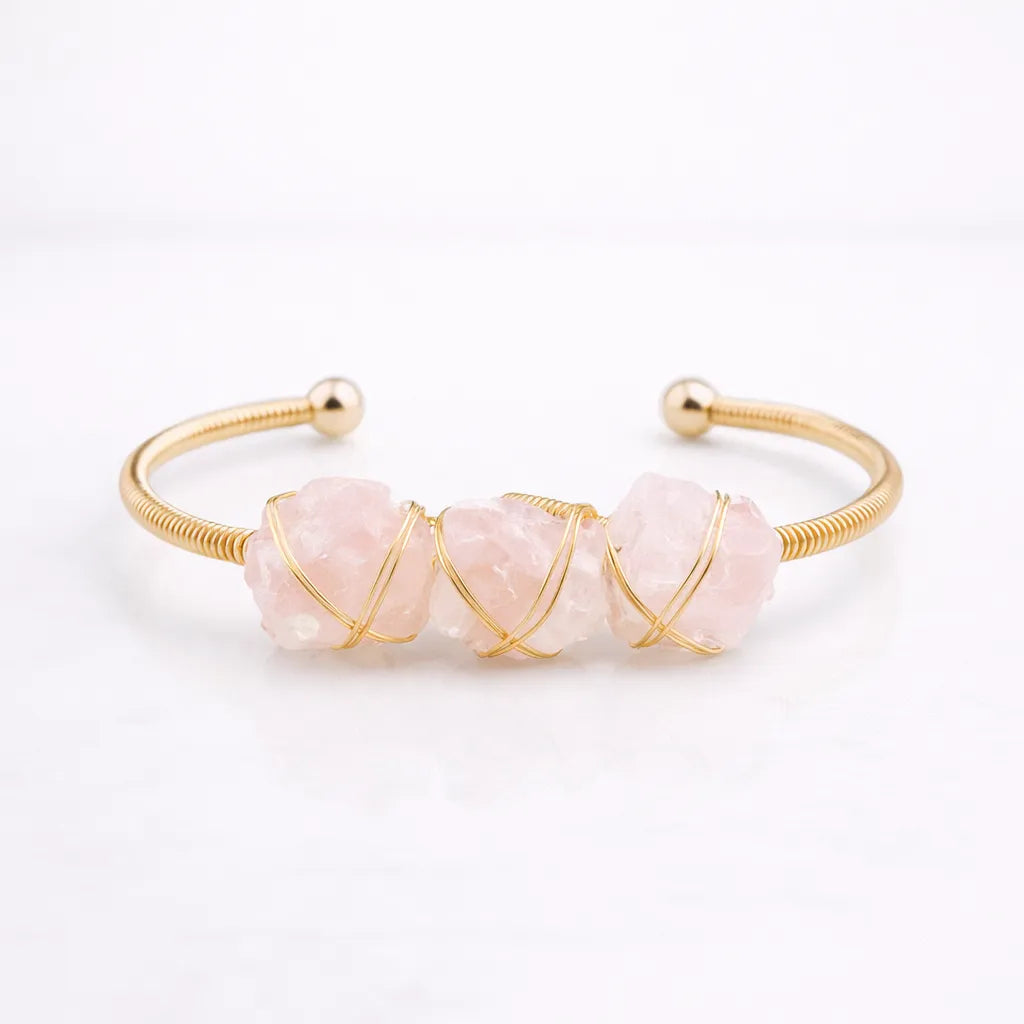 Natural Crystal Raw Stone Bracelet — Healing Energy in Every Bead