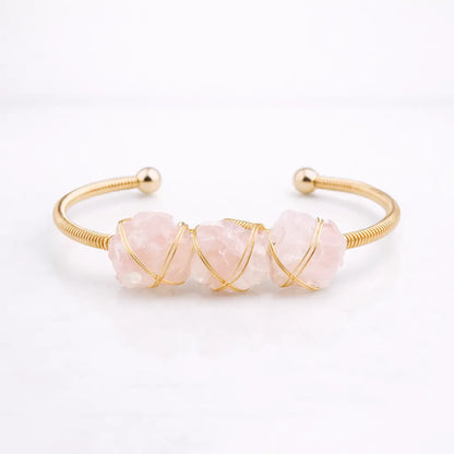 Natural Crystal Raw Stone Bracelet — Healing Energy in Every Bead