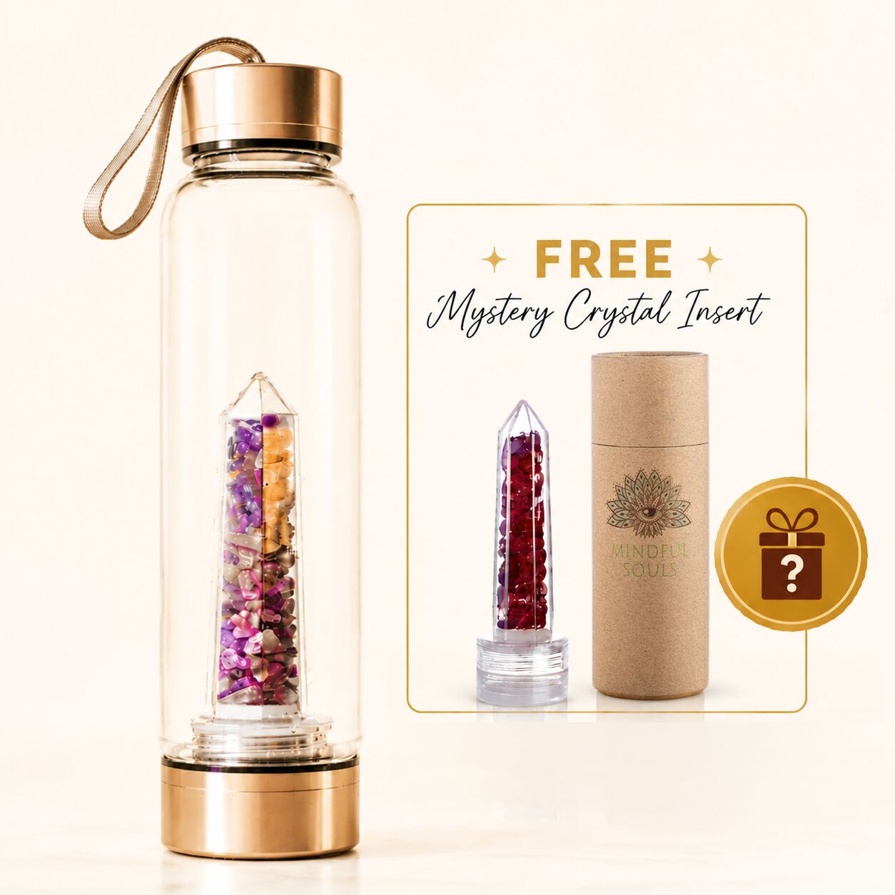 The Crystal Elixir Bundle: Crystal Water Bottle + FREE Mystery Crystal Insert