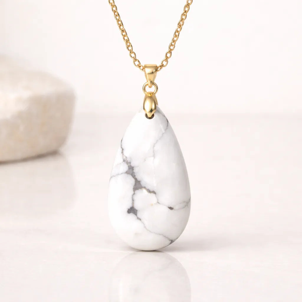 Long Teardrop Healing Crystal Necklace — Natural Gemstone Pendant