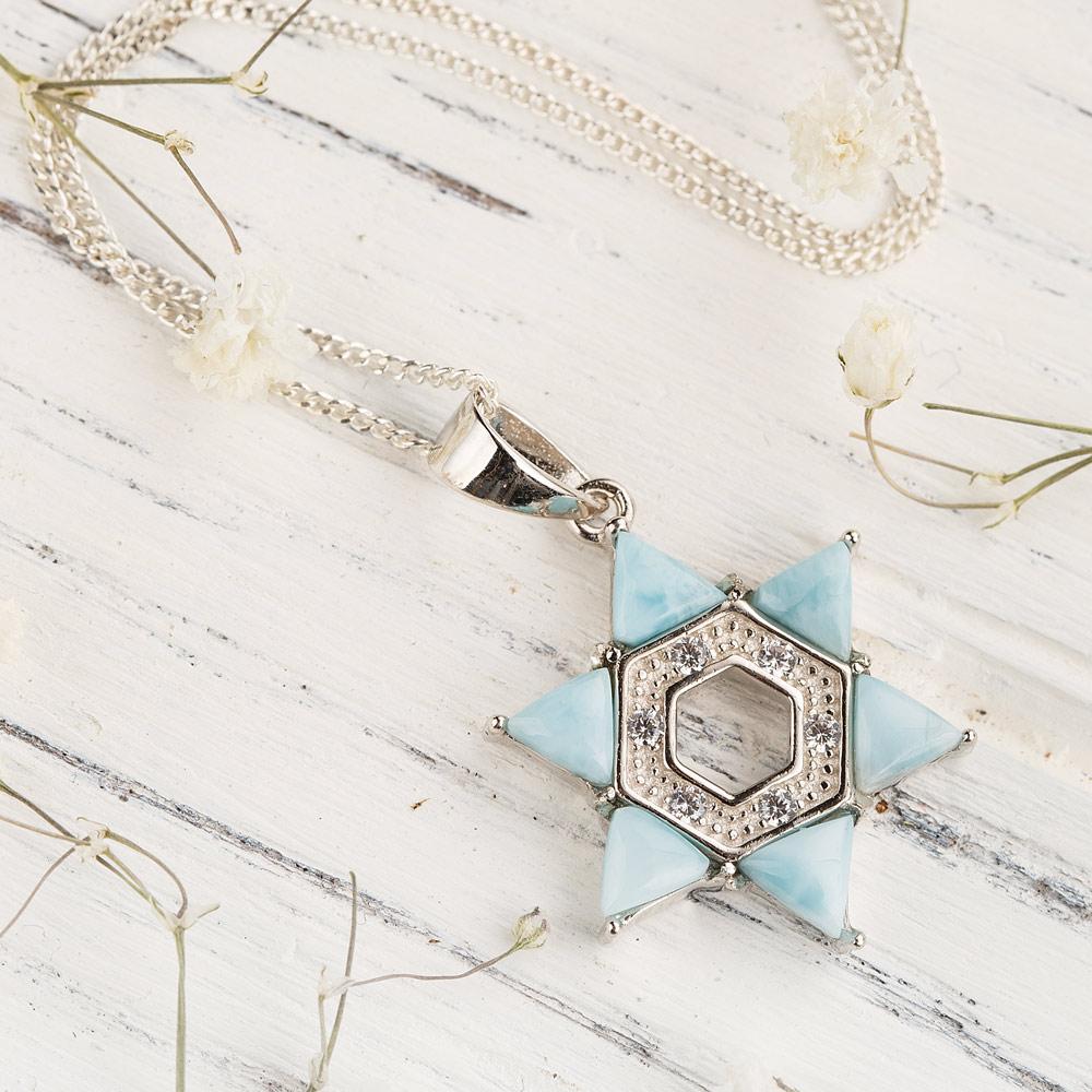Star-Shaped Larimar Stone Necklace
