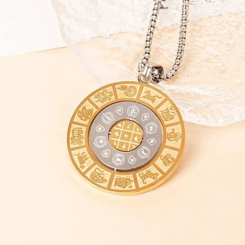 Zodiac Bagua Pendant Necklace — Feng Shui Symbol for Balance & Protection