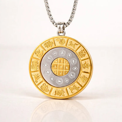 Zodiac Bagua Pendant Necklace — Feng Shui Symbol for Balance & Protection