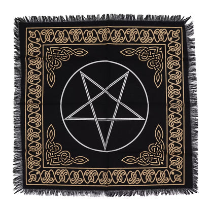 Esoteric Fringed Altar Cloth – Sacred Symbols for Ritual Spaces