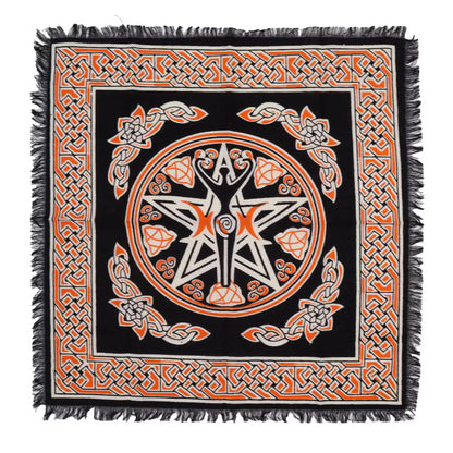 Esoteric Fringed Altar Cloth – Sacred Symbols for Ritual Spaces