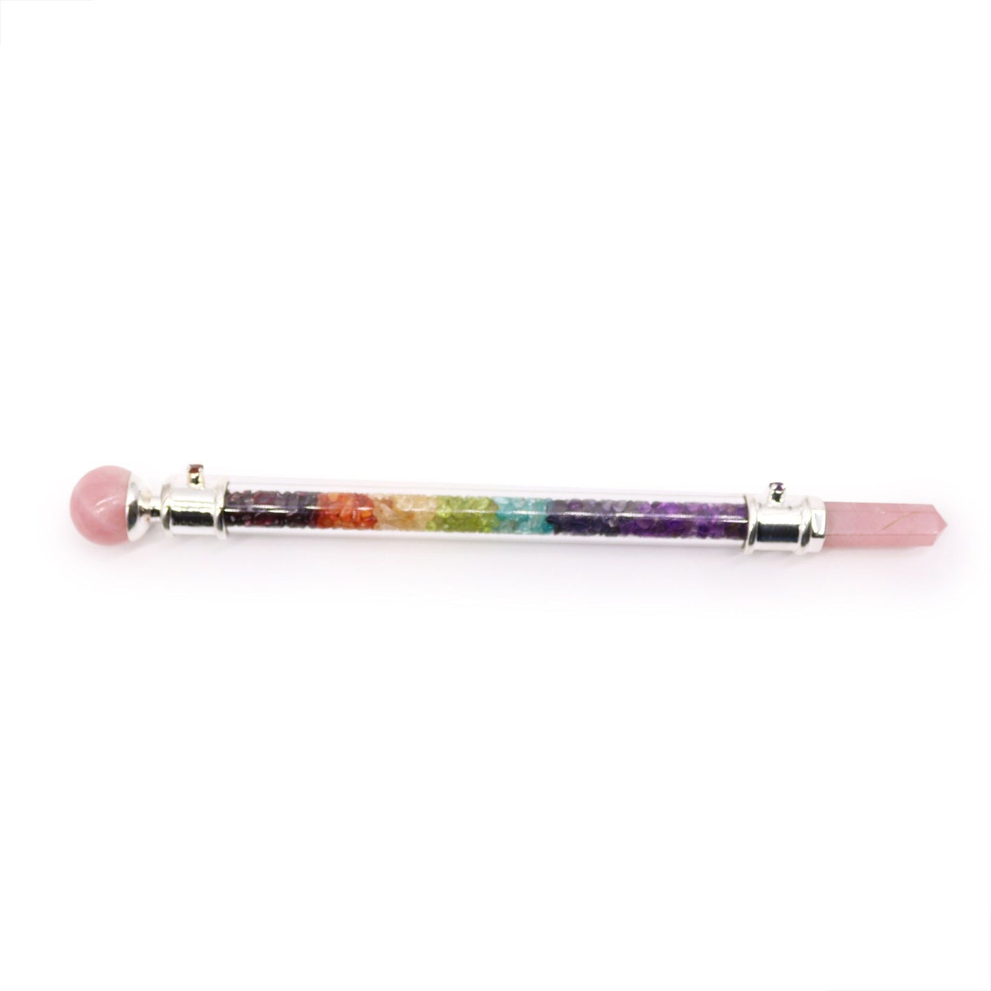 7 Chakra Rose Quartz Healing Wand – Love & Alignment