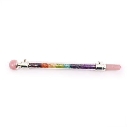 7 Chakra Rose Quartz Healing Wand – Love & Alignment
