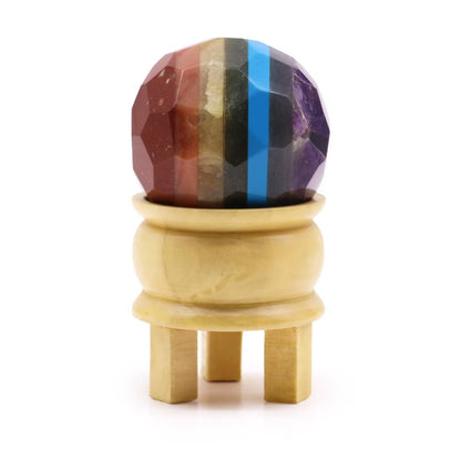 Faceted Gemstone Healing Ball & Wooden Stand – Energy You Can Feel