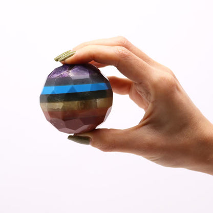 Faceted Gemstone Healing Ball & Wooden Stand – Energy You Can Feel