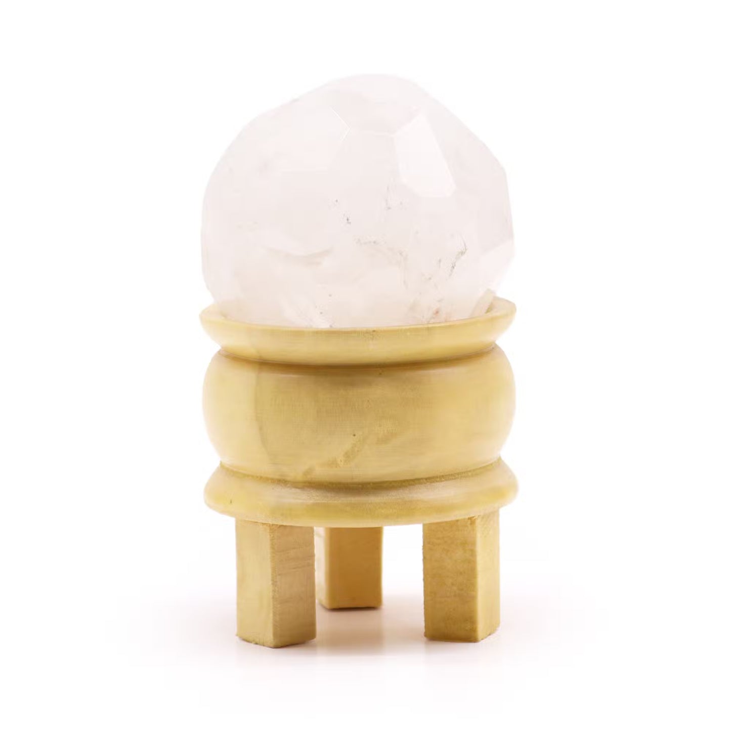 Faceted Gemstone Healing Ball & Wooden Stand – Energy You Can Feel