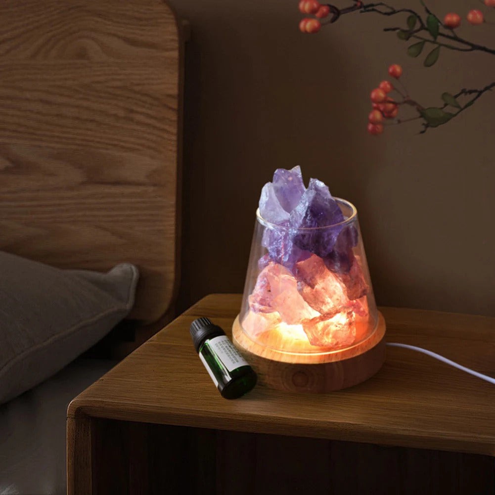 Raw Gemstone Essential Oil Diffuser With Light