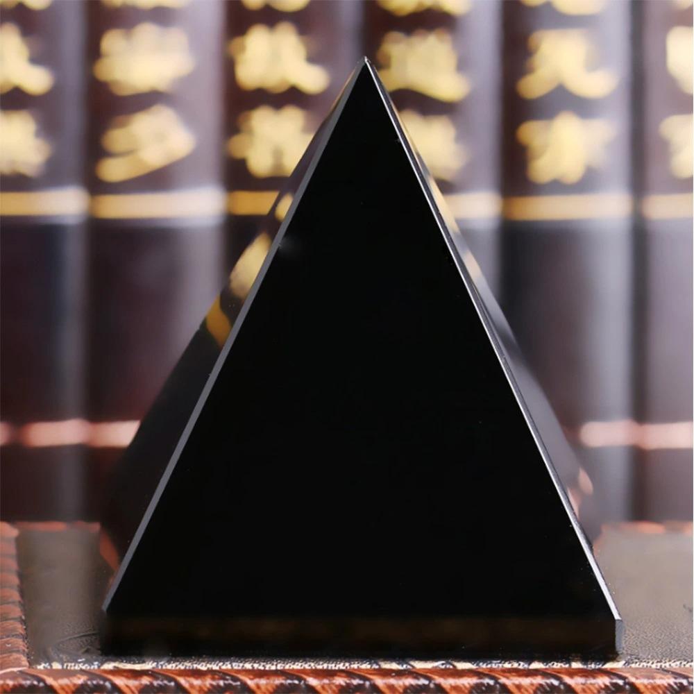 Black Obsidian Quartz Crystal Protection Pyramid