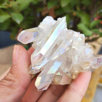 White Angel Aura Quartz Crystal Stone