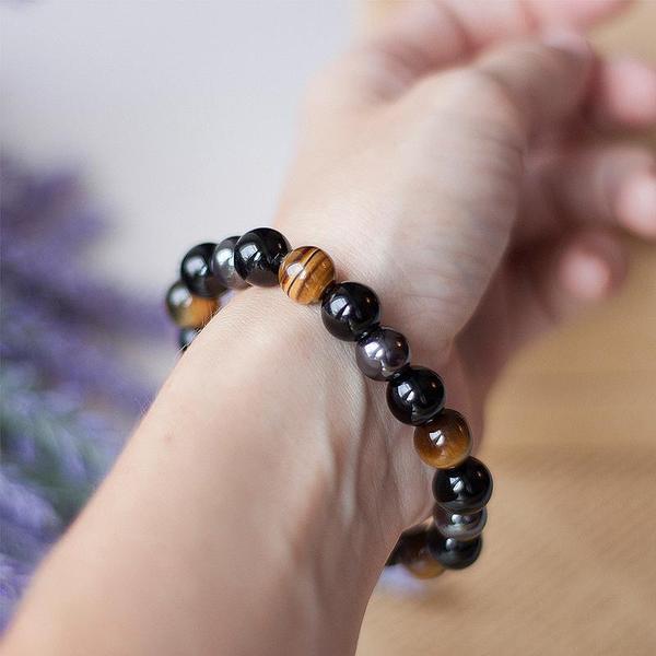 Tiger eye online and hematite bracelet