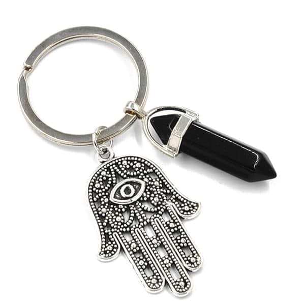 Hamsa Hand Natural Gemstone Keychain