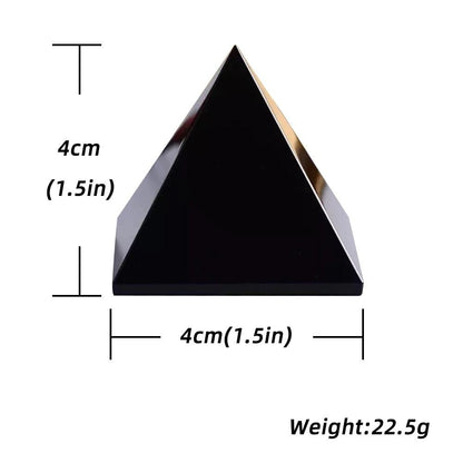 Black Obsidian Quartz Crystal Protection Pyramid