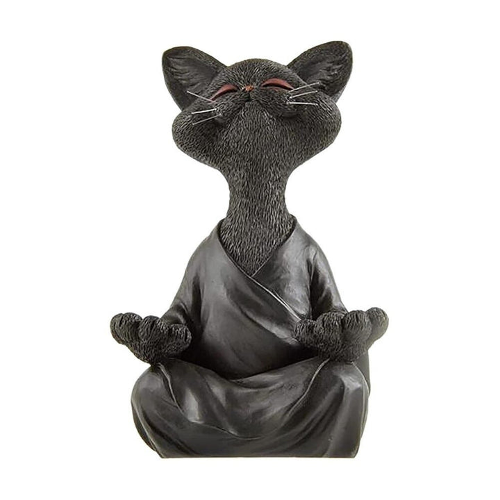 Black Zen Cat Meditation Statue