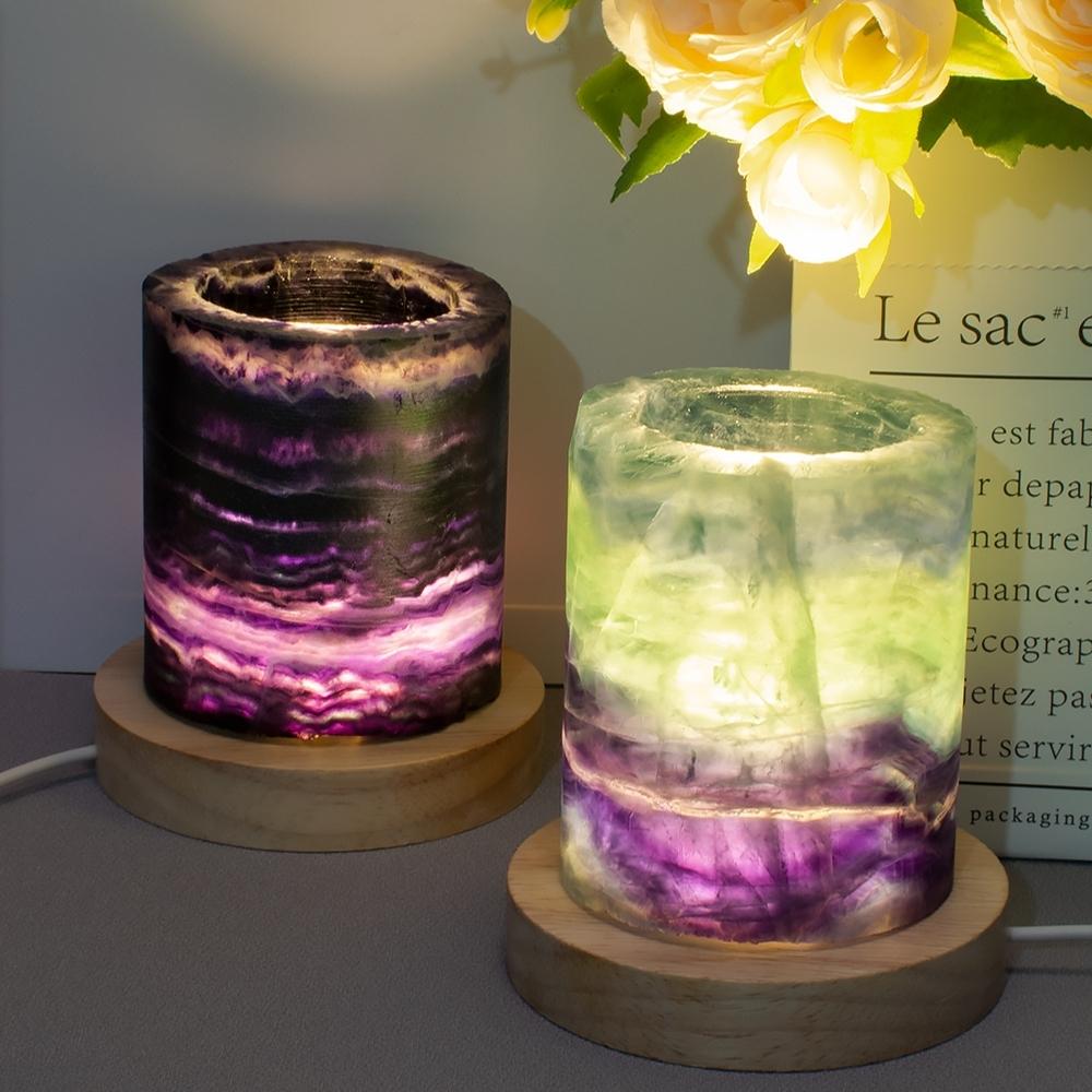 Rainbow Fluorite Crystal Light Lamp